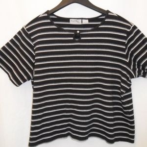 Coral Bay Black and White Striped Shirt Plus Sz 1X
